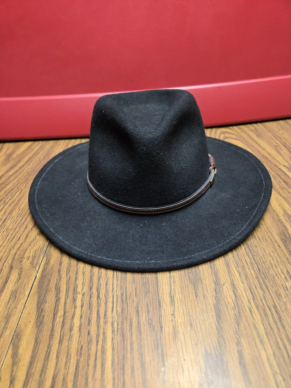 Stetson Crushable Black Western Hat with Brown Leather Band. - Picture 3 of 6